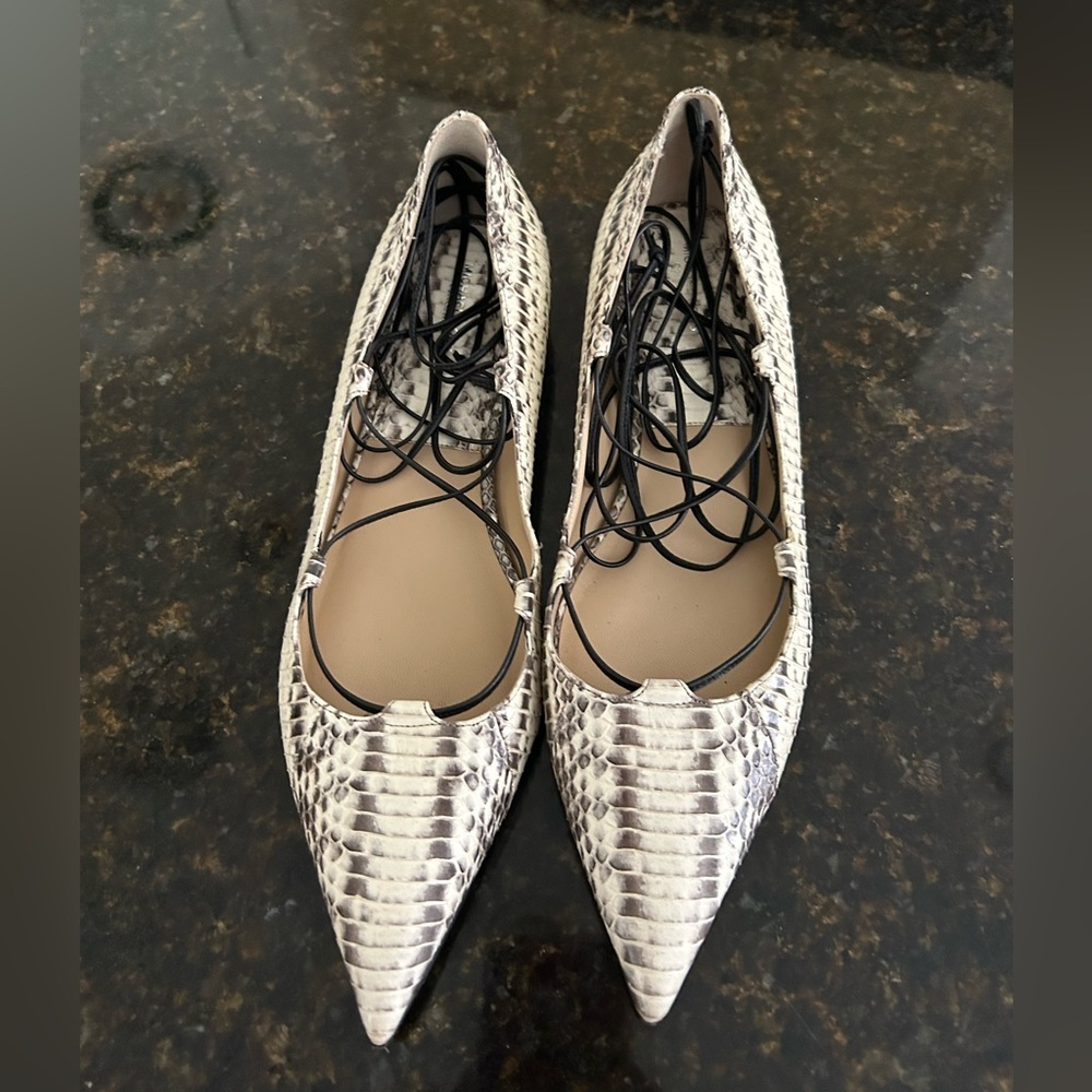 Michael Kors Collection Snakeskin Laced Shoes Ballet Flats Women's 39